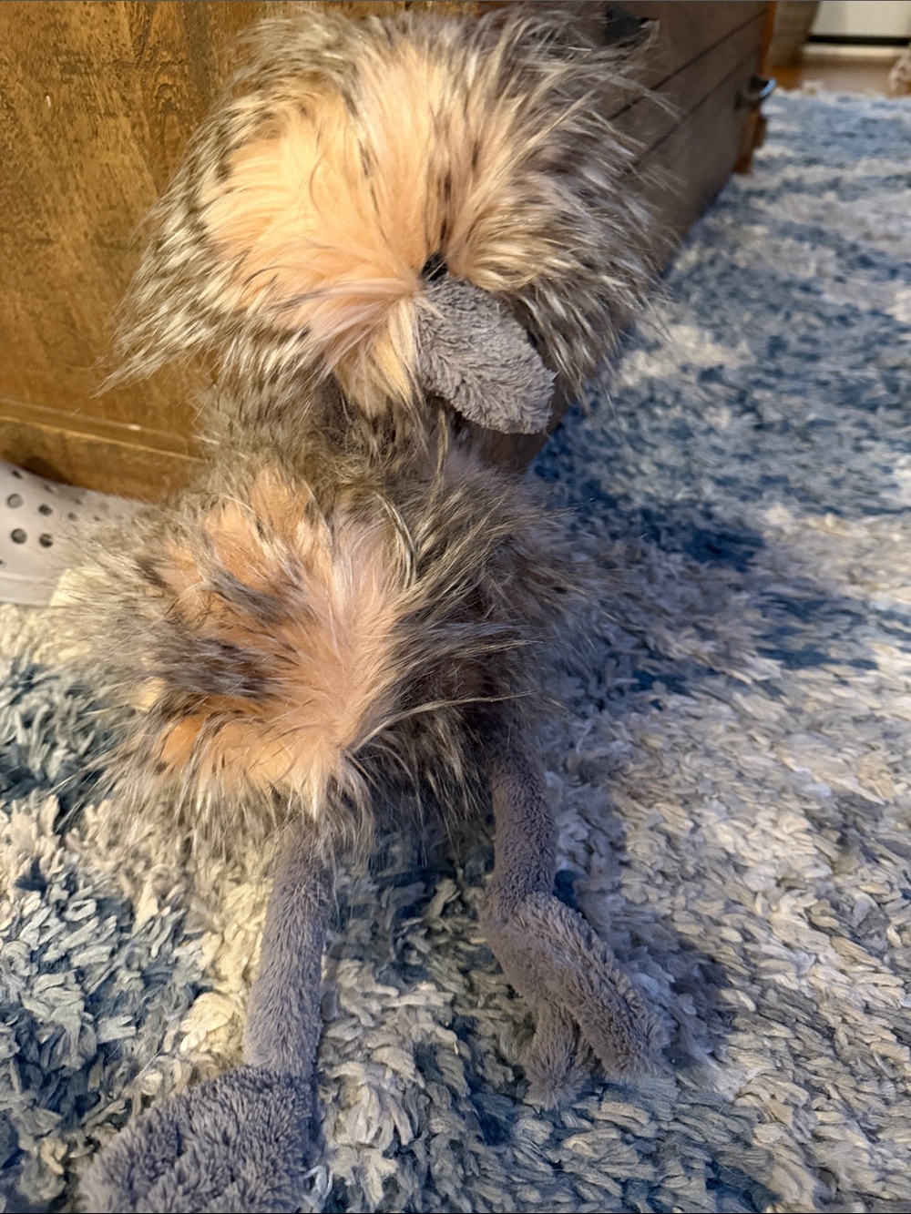 Plush Fur Odette the ostrich Jellycat in Gray and Tan - Cozy Interactive Toy. NW
